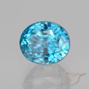 5.13 ct Blue Zircon Stone, Natural Zircon in Oval Facet Shape for Sale