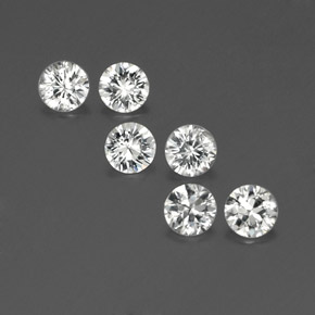 2.93 ctw White Zircon Gemstones, Zircon Gems in Diamond-Cut Shape for Sale.