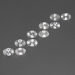 7.44 ctw White Zircon Stones, Natural Zircon in Oval Facet Shape for Sale