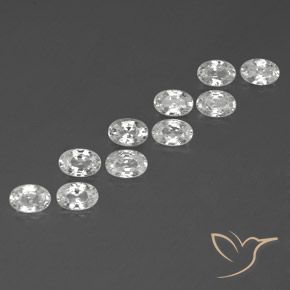 7.21 ctw White Zircon Stones, Natural Zircon in Oval Facet Shape for Sale