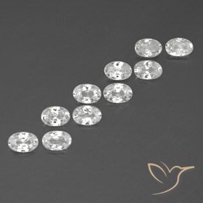 7.33 ctw White Zircon Stones, Natural Zircon in Oval Facet Shape for Sale