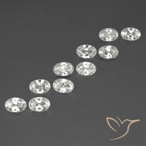 7.33 ctw White Zircon Stones, Natural Zircon in Oval Facet Shape for Sale