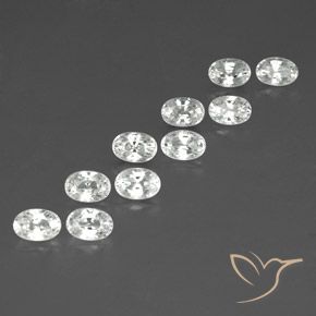 8.81 ctw White Zircon Stones, Natural Zircon in Oval Facet Shape for Sale
