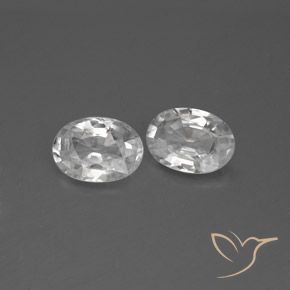 2.34 ctw White Zircon Stones, Natural Zircon in Oval Facet Shape for Sale