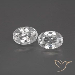3.01 ctw White Zircon Gemstones, Zircon Gems in Oval Facet Shape for Sale.
