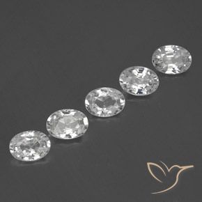 5.74 ctw White Zircon Stones, Natural Zircon in Oval Facet Shape for Sale
