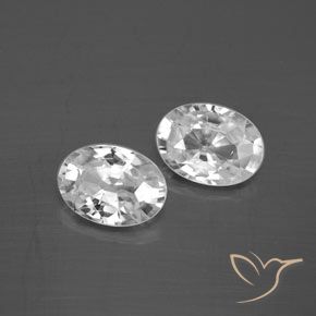 2.33 ctw White Zircon Stones, Natural Zircon in Oval Facet Shape for Sale
