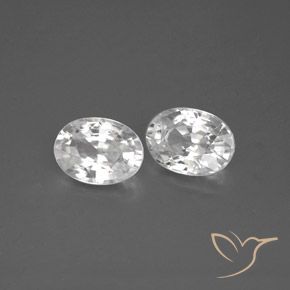 2.44 ctw White Zircon Stones, Natural Zircon in Oval Facet Shape for Sale