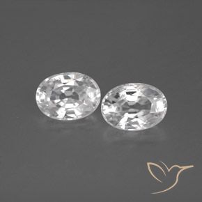2.75 ctw White Zircon Gemstones, Zircon Gems in Oval Facet Shape for Sale.