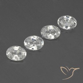 5.00 ctw White Zircon Stones, Natural Zircon in Oval Facet Shape for Sale