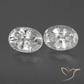 3.04 ctw White Zircon Stones, Natural Zircon in Oval Facet Shape for Sale