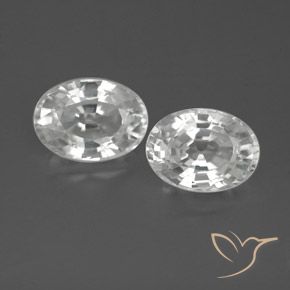 Paire Zircon Ovale 7,1 x 5,1mm assorties - Poids total 2,54 ct / moyenne 1,27 ct chacune, couleur Blanc et pureté vvs, pierre gemme naturelle , dureté de Mohs 6.5 à 7.5 convient aux bijoux de tous les jours, pierre de sagesse, Pierre de naissance de décembre, Photo A