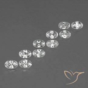 7.84 ctw White Zircon Stones, Natural Zircon in Oval Facet Shape for Sale