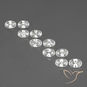 8.19 ctw White Zircon Stones, Natural Zircon in Oval Facet Shape for Sale