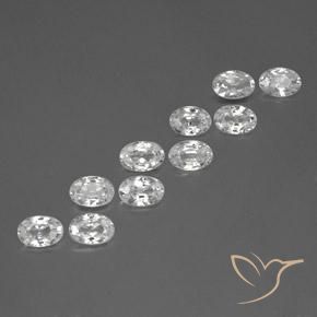 6.68 ctw White Zircon Stones, Natural Zircon in Oval Facet Shape for Sale