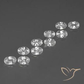 8.21 ctw White Zircon Stones, Natural Zircon in Oval Facet Shape for Sale