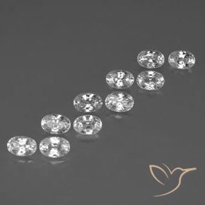 8.48 ctw White Zircon Stones, Natural Zircon in Oval Facet Shape for Sale