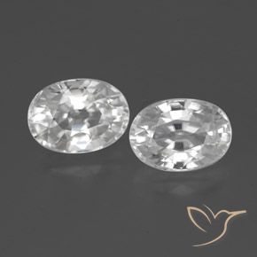 2.9 ct White Zircon, 7.1 x 5 mm Oval Cut From Cambodia, Photo A