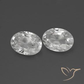 2.30 ctw White Zircon Stones, Natural Zircon in Oval Facet Shape for Sale