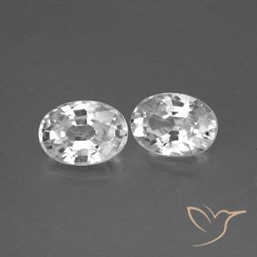 2.61 ctw White Zircon Stones, Natural Zircon in Oval Facet Shape for Sale
