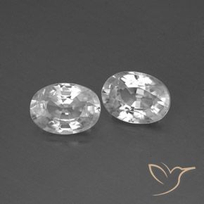 2.55 ctw White Zircon Stones, Natural Zircon in Oval Facet Shape for Sale