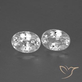 2.85 ctw White Zircon Stones, Natural Zircon in Oval Facet Shape for Sale