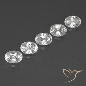 7.07 ctw White Zircon Stones, Natural Zircon in Oval Facet Shape for Sale