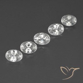 7.09 ctw White Zircon Stones, Natural Zircon in Oval Facet Shape for Sale