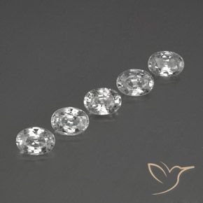 6.40 ctw White Zircon Stones, Natural Zircon in Oval Facet Shape for Sale