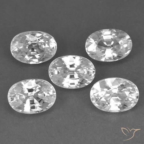 7.10 ctw White Zircon Stones, Natural Zircon in Oval Facet Shape for Sale