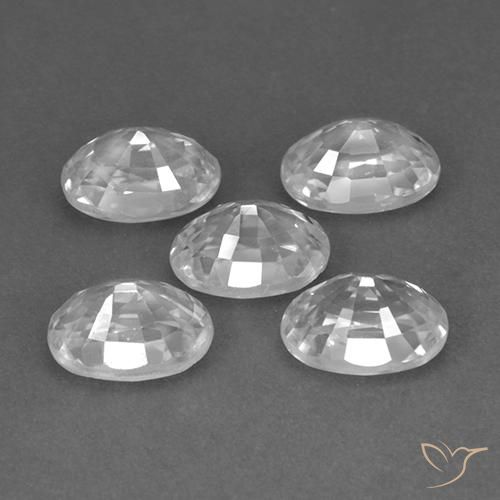Zircon Gemstones in 7 x 5 mm (calibrated) Size for Sale, Zircon Stones in White Color