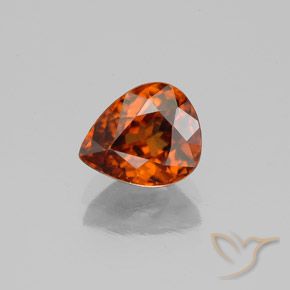 2.04ct Natural Dark Orange Zircon, Pear Shape, VVS-VS
