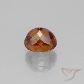Zircon Gemstone in 7 x 6.3 mm Size for Sale, Zircon Stone in Medium-Dark Orange Color