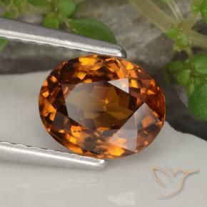 1.68 ct Orange Zircon Stone, Natural Zircon in Oval Facet Shape for Sale