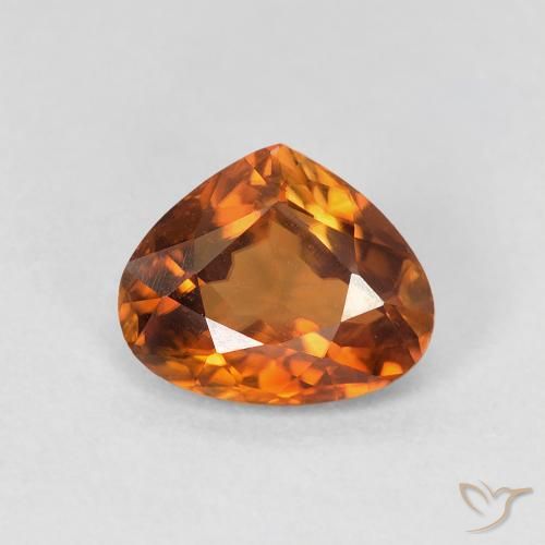 1.57ct Natural Deep Orange Zircon, Pear Shape, VVS-VS
