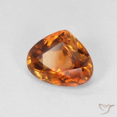 1.57 ct Orange Zircon Stone, Natural Zircon in Pear Facet Shape for Sale