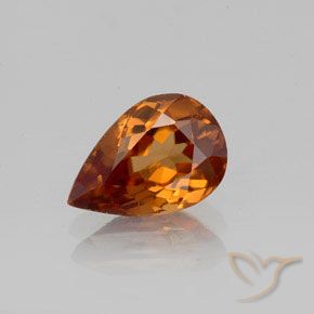 1.71ct Natural Medium-Dark Orange Zircon, Pear Shape, VVS