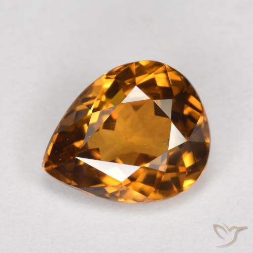 1.68ct Natural Deep Orange Zircon, Pear Shape, VVS