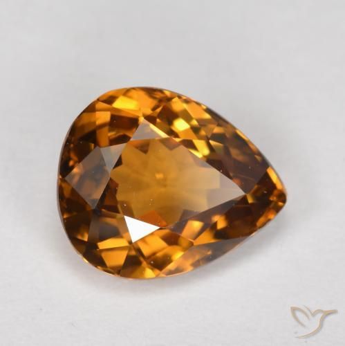 1.68 ct Orange Zircon Stone, Natural Zircon in Pear Facet Shape for Sale
