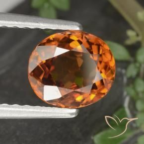 1.49 ct Orange Zircon Stone, Natural Zircon in Oval Facet Shape for Sale