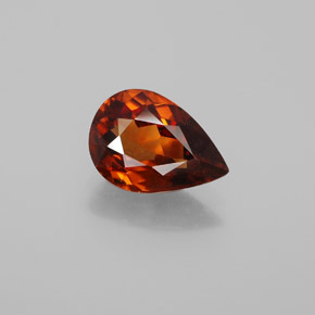 Deep Reddish Orange Zircon Gem - 1.9ct Pear Facet (ID: 358727)