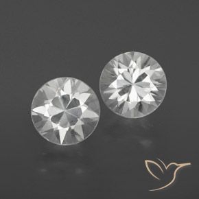 2.33 ct White Zircon, 6 mm Diamond Cut From Cambodia, Photo A