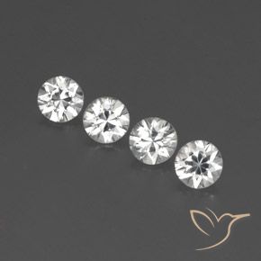 4.38 ctw White Zircon Stones, Natural Zircon in Diamond-Cut Shape for Sale