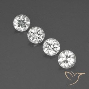 4.36ctw Natural White Zircon, Round, VVS-VS