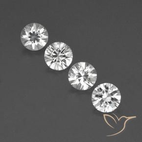 4.82ctw Natural White Zircon, Round, VVS-VS