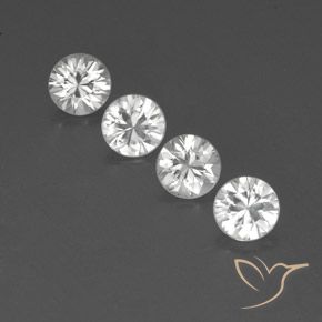 4.57ctw Natural White Zircon, Round, VVS-VS