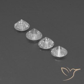 Zircon Gemstones in 6 mm (calibrated) Size for Sale, Zircon Stones in Clear White Color