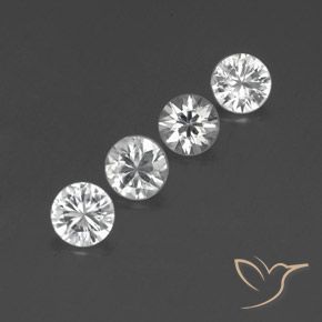 4.40 ctw White Zircon Stones, Natural Zircon in Diamond-Cut Shape for Sale