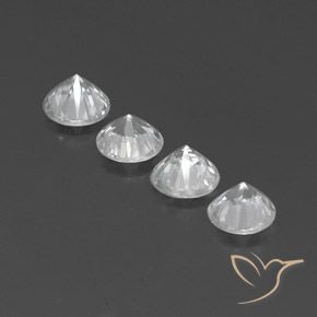 Zircon Gemstones in 6 mm (calibrated) Size for Sale, Zircon Stones in Clear White Color