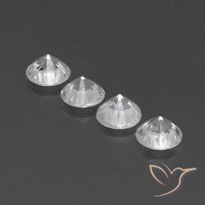 Zircon Gemstones in 6 mm (calibrated) Size for Sale, Zircon Stones in Clear White Color